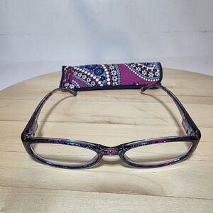 Vera Bradley Womens Eye Glass Frames With Sleeve Floral Print Multicolor